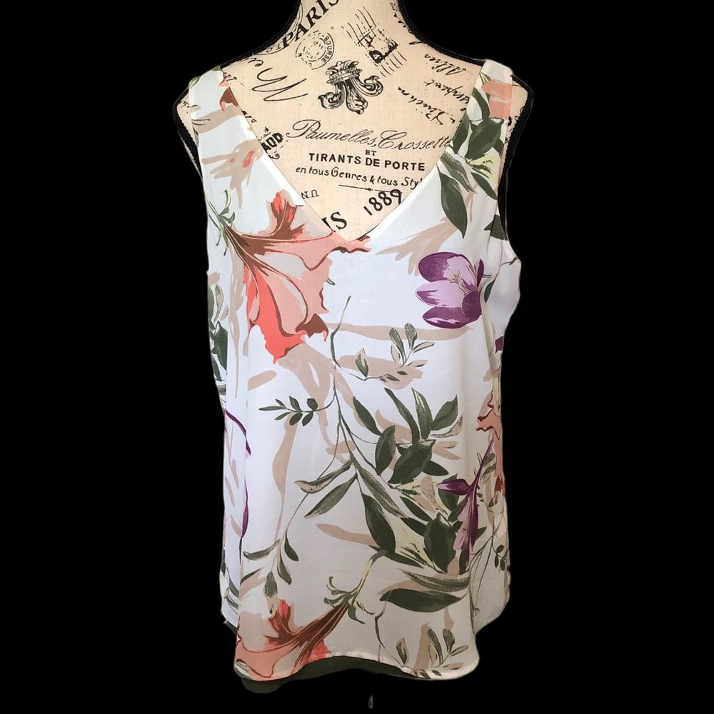 Cleo Green and Floral Reversible Sleeveless Top Size S